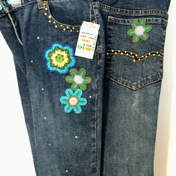 FLORAL STITCH JEANS - Picture 2 of 5